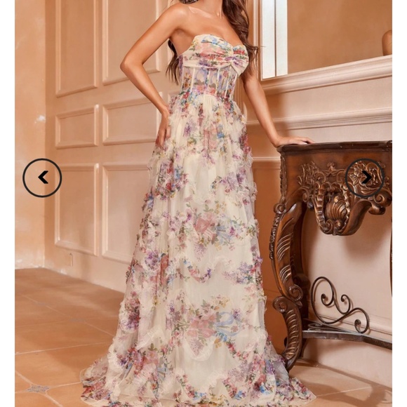 Floral Strapless Maxi Dress - Picture 3 of 12